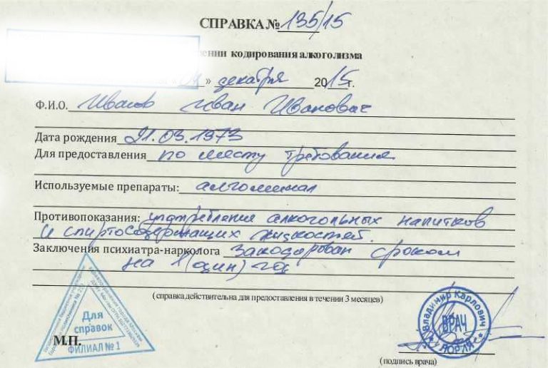 Купить медицинские справки в Москве онлайн. Купить справку о кодировке от алкоголизма